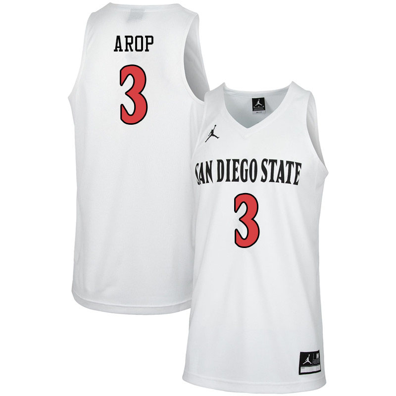 Jordan Brand Men #3 Aguek Arop San Diego State Aztecs College Basketball Jerseys-White